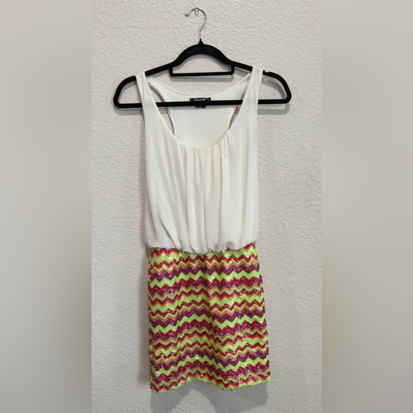 Sequin Hearts Blouson Dress with Multicolor Chevron Sequins- Size Medium - Picture 10 of 11